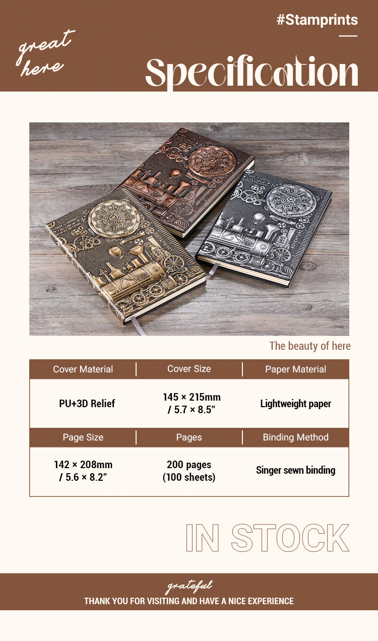 2Specification of Retro European Embossed Hardcover PU Journal A5 Notebook 