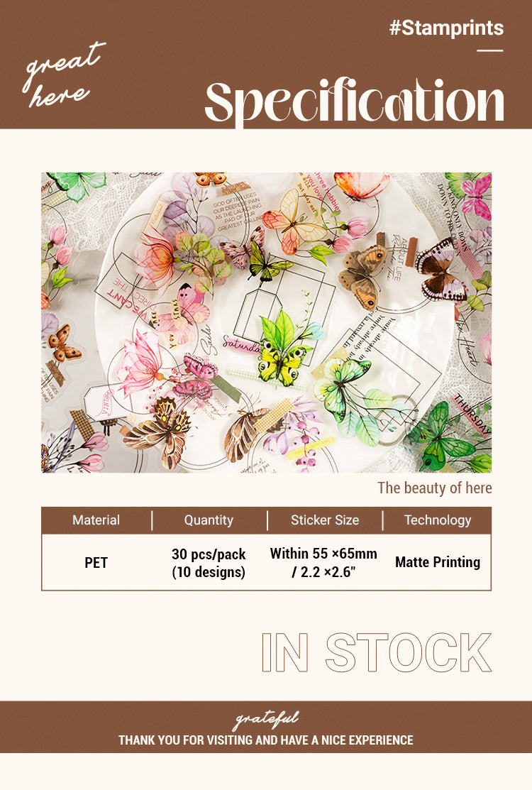 2Specification of Romantic Dream of Butterfly PET Sticker Pack