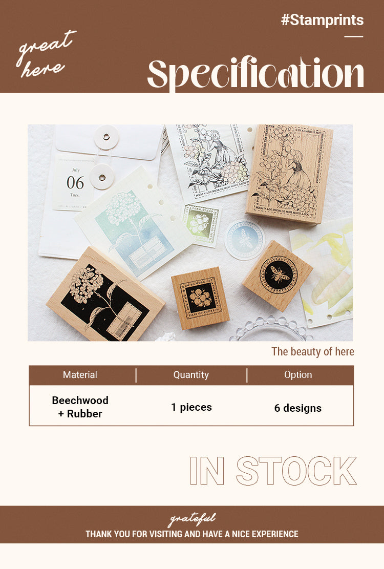 2Specification of Romantic Hydrangea Plant Wooden Rubber Stamp