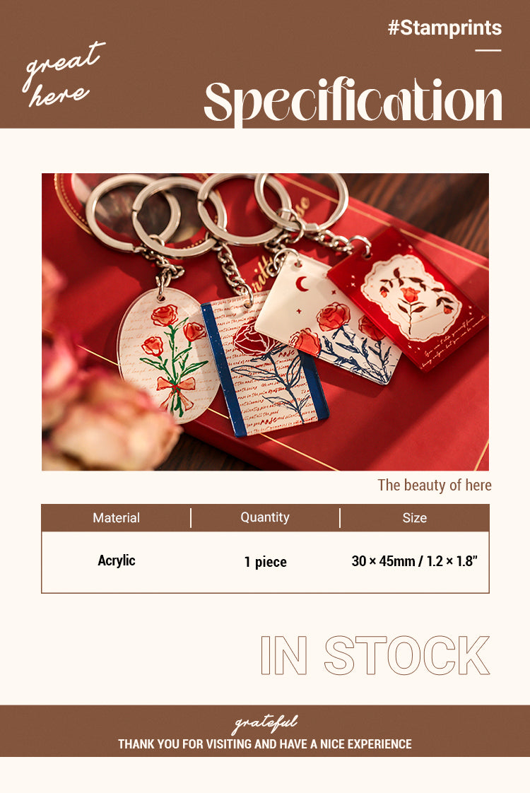 2Specification of Rose Illustration Pendant Keychain