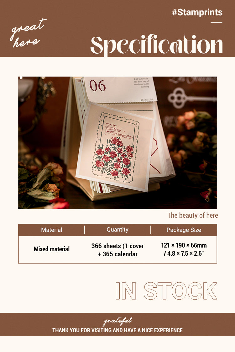 2Specification of Rose of Time Mini Desk Calendar