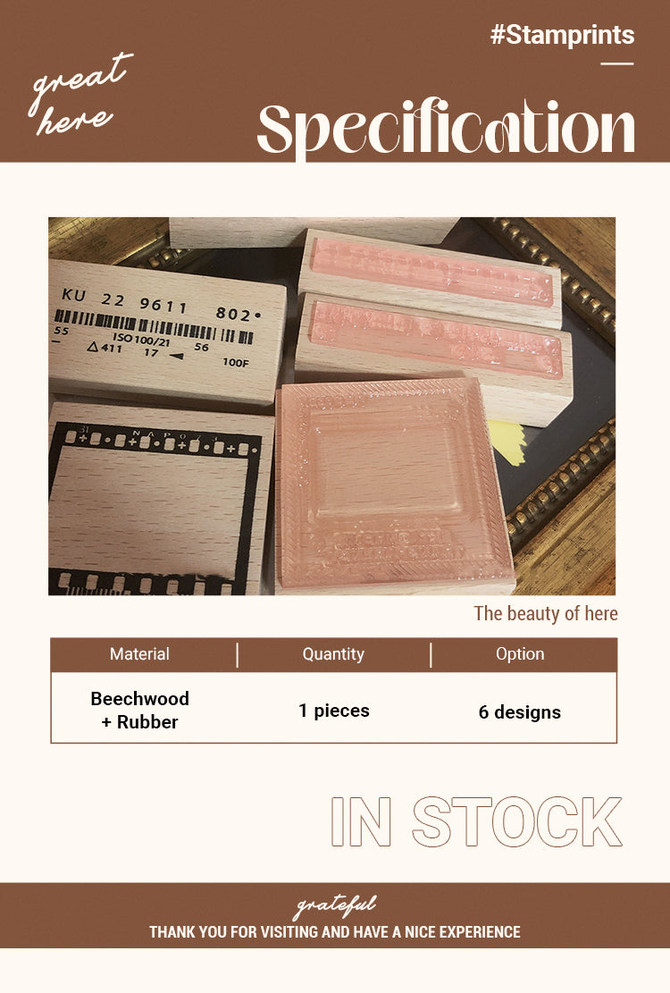 2Specification of Simple Basic Film Frame Wooden Rubber Stamp