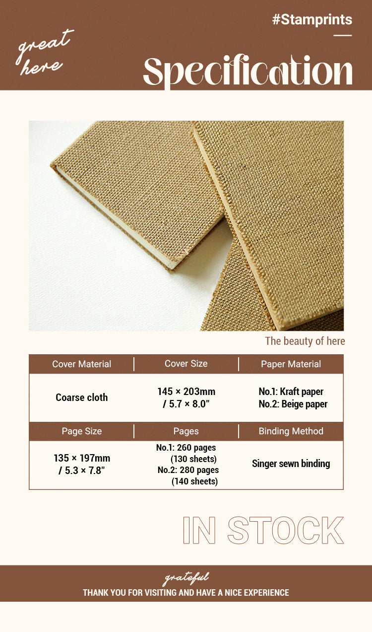 2Specification of Simple Basic Linen Cover Blank Page Journal