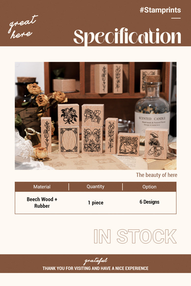 2Specification of Simple Plant Frame Wooden Rubber Stamp