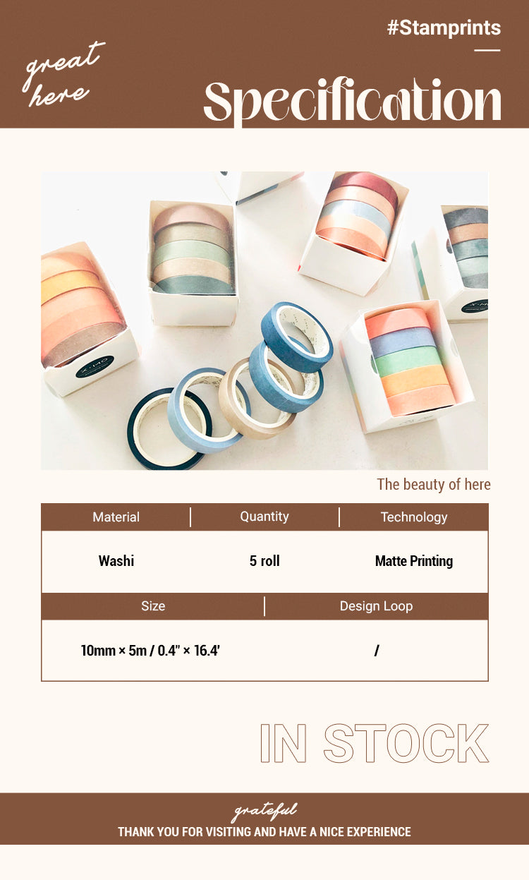 2Specification of Simple Pure Color Washi Tape Set