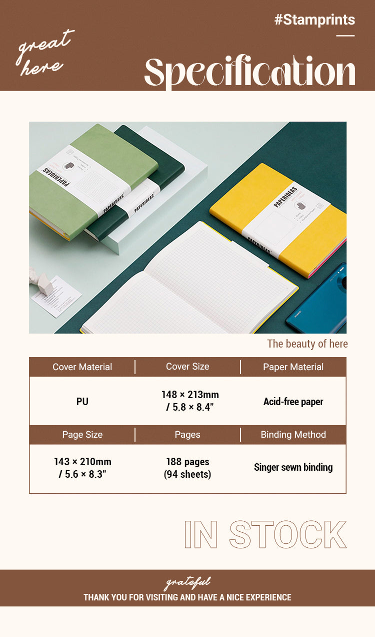 2Specification of Simple Soft Cover Bullet Journal Notebook