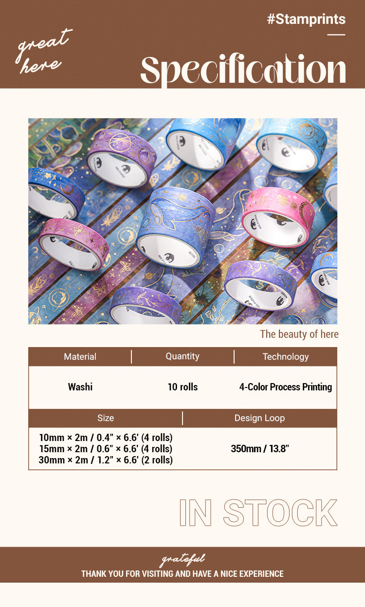 2Specification of Starry Night Vintage Oil Painting Washi Tape Set