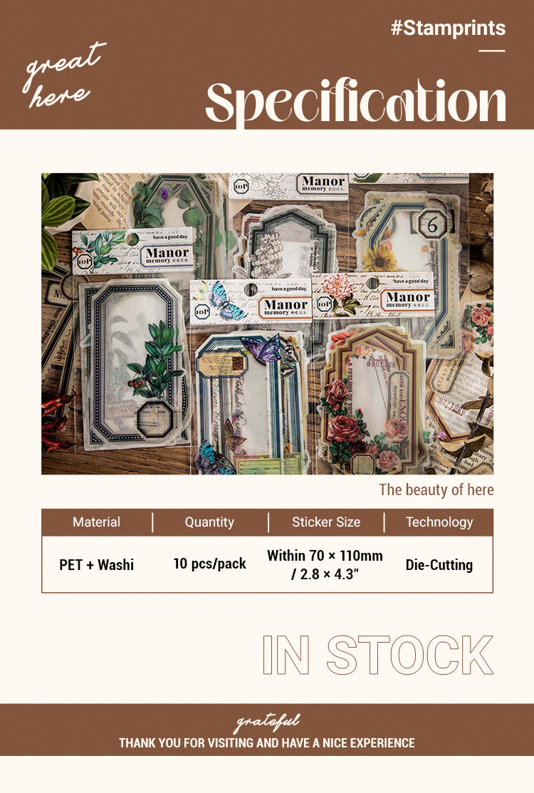 2Specification of The Memory of Manor Botanical Plant Label Sticker Pack