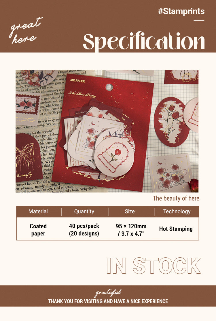 2Specification of Vintage Artistic Rose Plant Sticker Pack