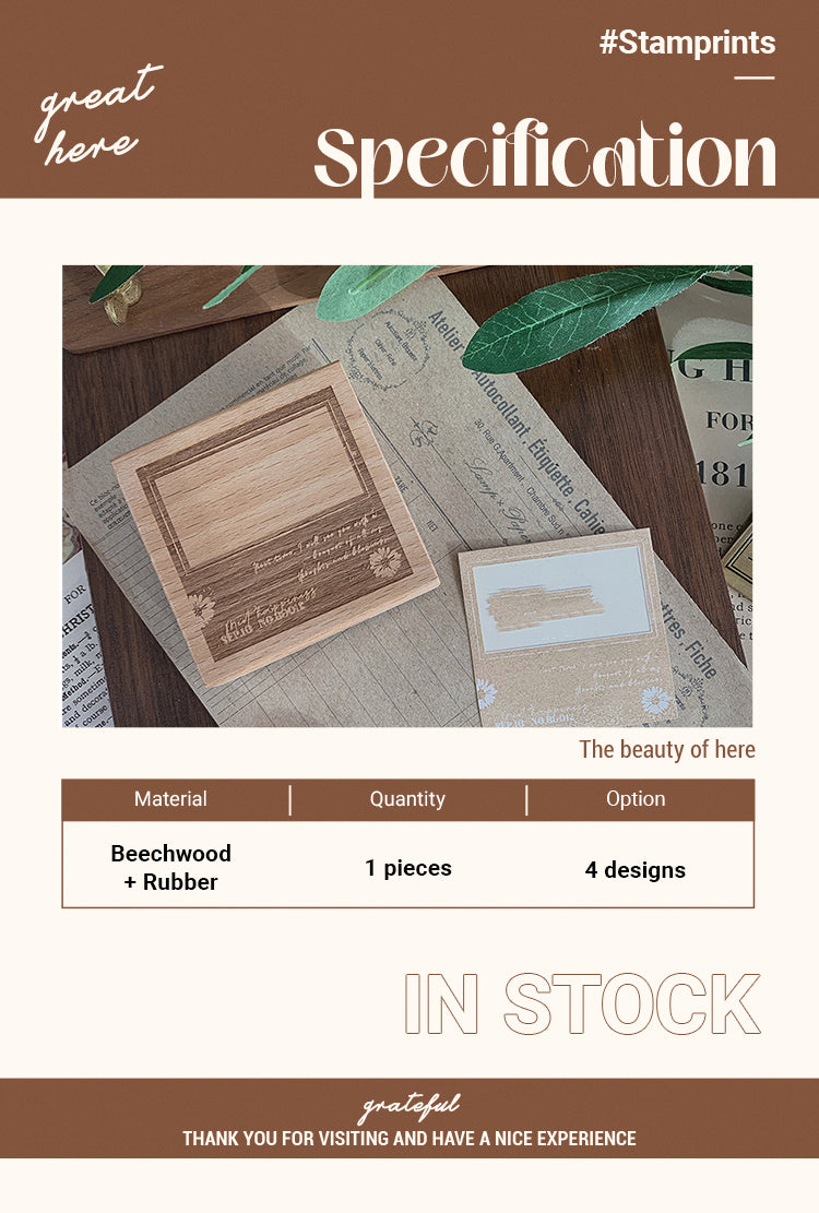 2Specification of Vintage Border Lable Wooden Rubber Stamp