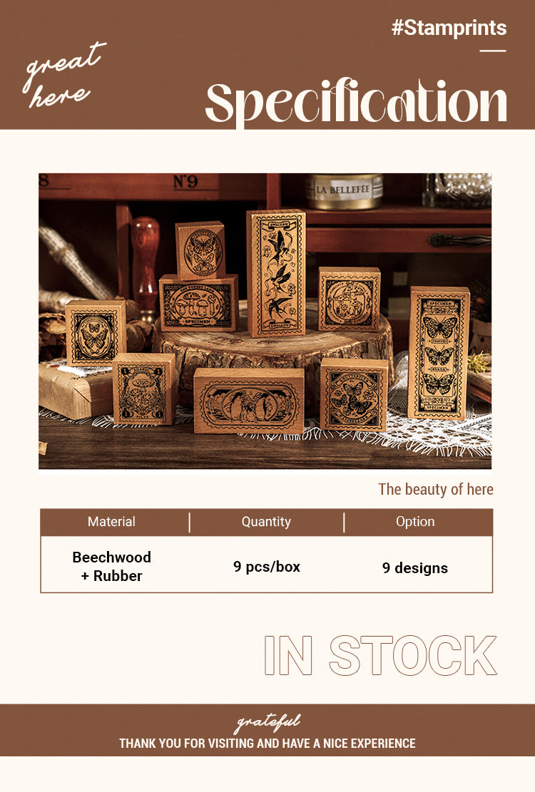 2Specification of Vintage Butterfly Wooden Rubber Stamp Set