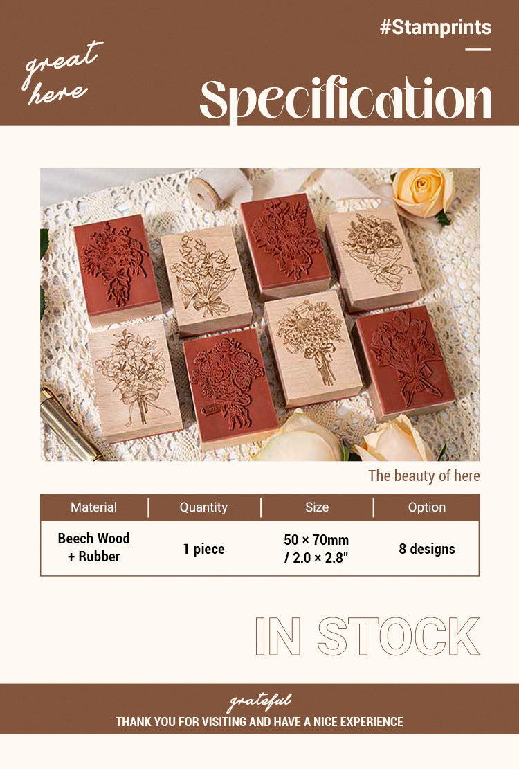 2Specification of Vintage Romantic Bouquet Wooden Rubber Stamp