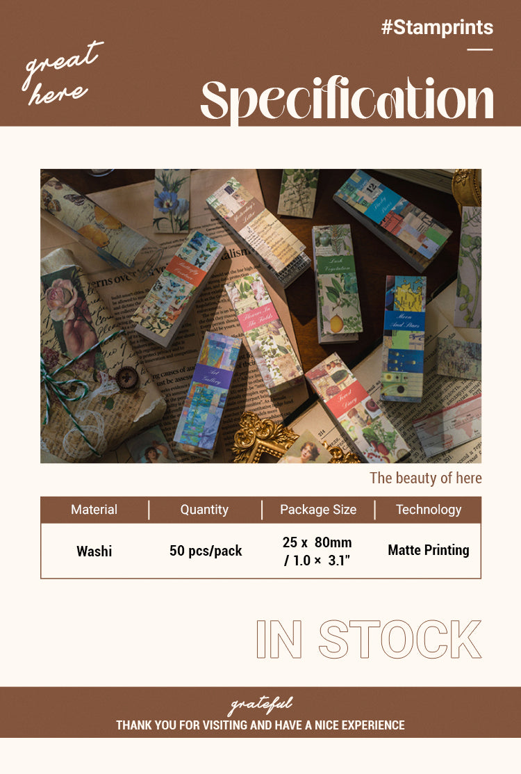Sticker - Timeless Charm Retro Plant Long Strip Washi Sticker Book