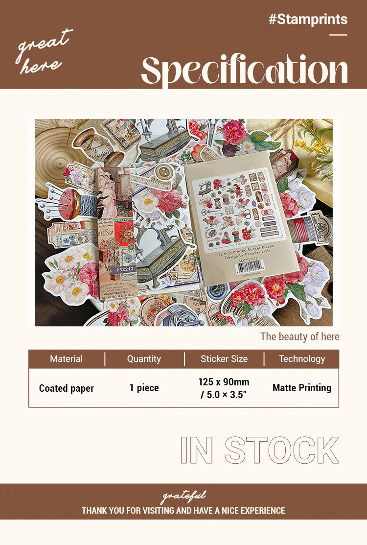2Tools with Flowers Literary Vintage Floral Sticker Pack