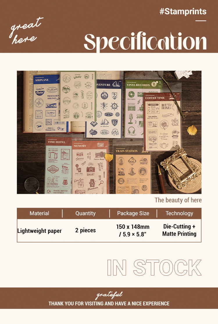 Universal Adventurers Vintage Stamp Stickers - Decorative Stickers for  Scrapbooks, Journals, and More