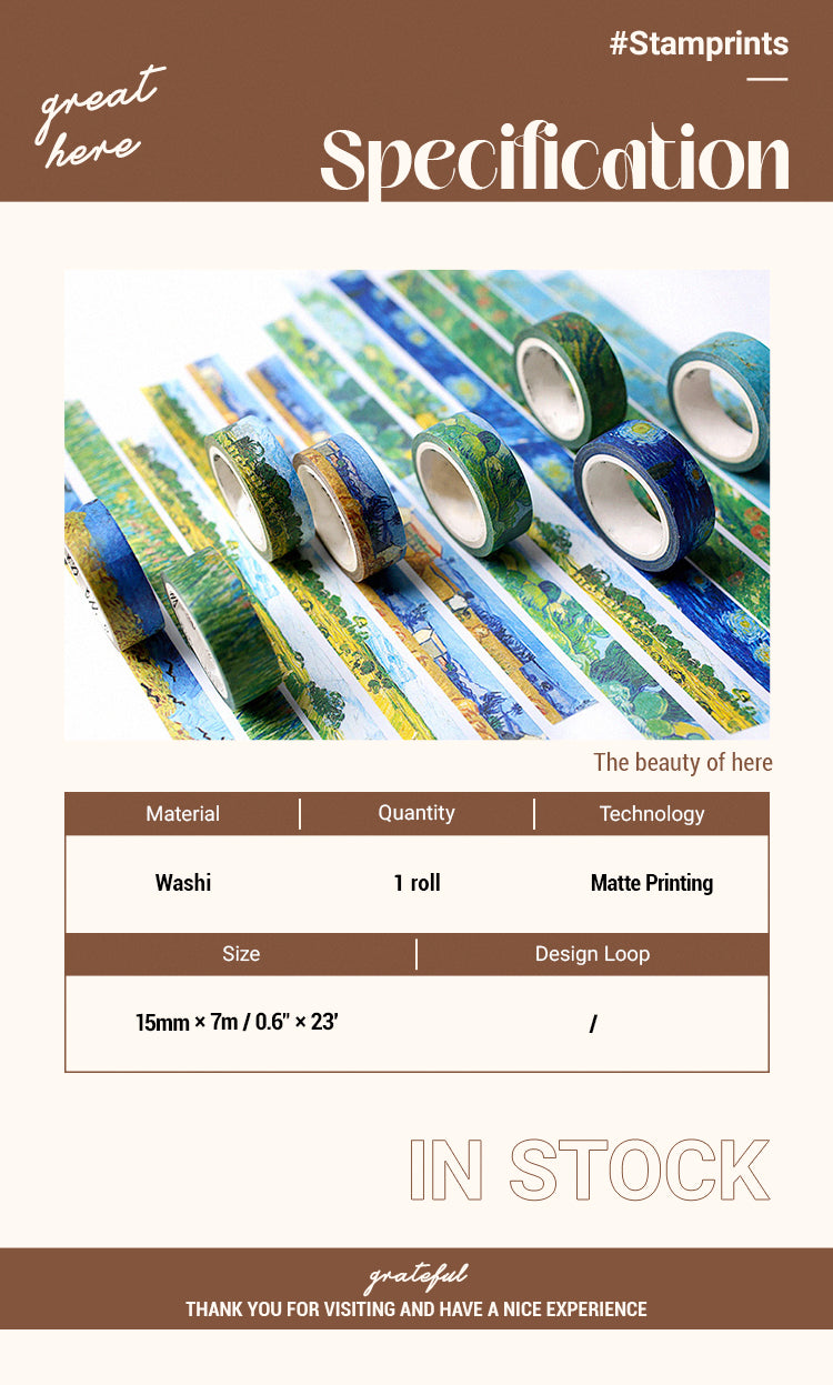 2Van Gogh's Color Classic Painting Washi Tape
