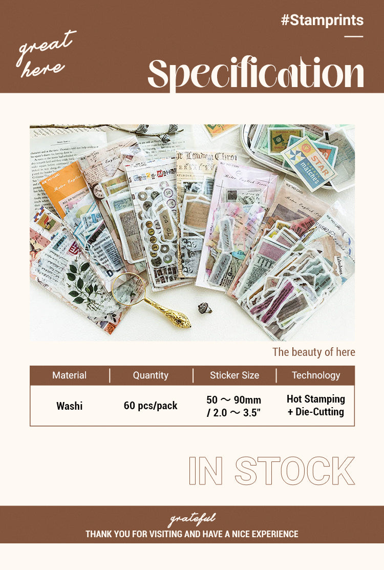 2Vintage English Old Newspaper Bills Washi Sticker Pack