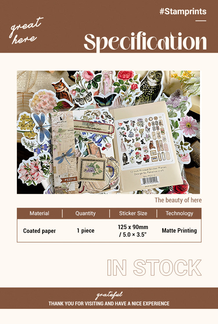 Vintage Floral Butterfly Sticker Pack