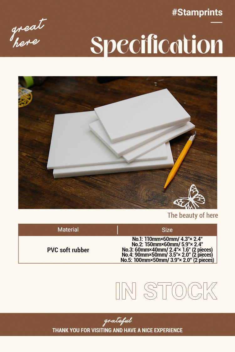 2White Rectangle DIY Rubber Stamp Carving Block