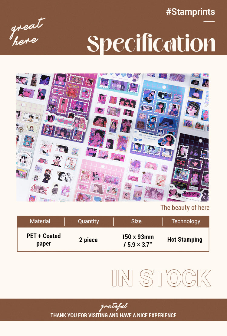 Specification of Modern Manga Girl Hot Stamping Sticker