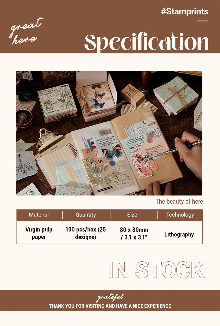 Specification of Retro Fingertip Series Scrapbook Paper Pack