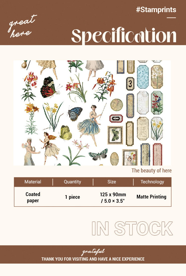 Specification of Vintage Flower Fairy Floral Frame Sticker