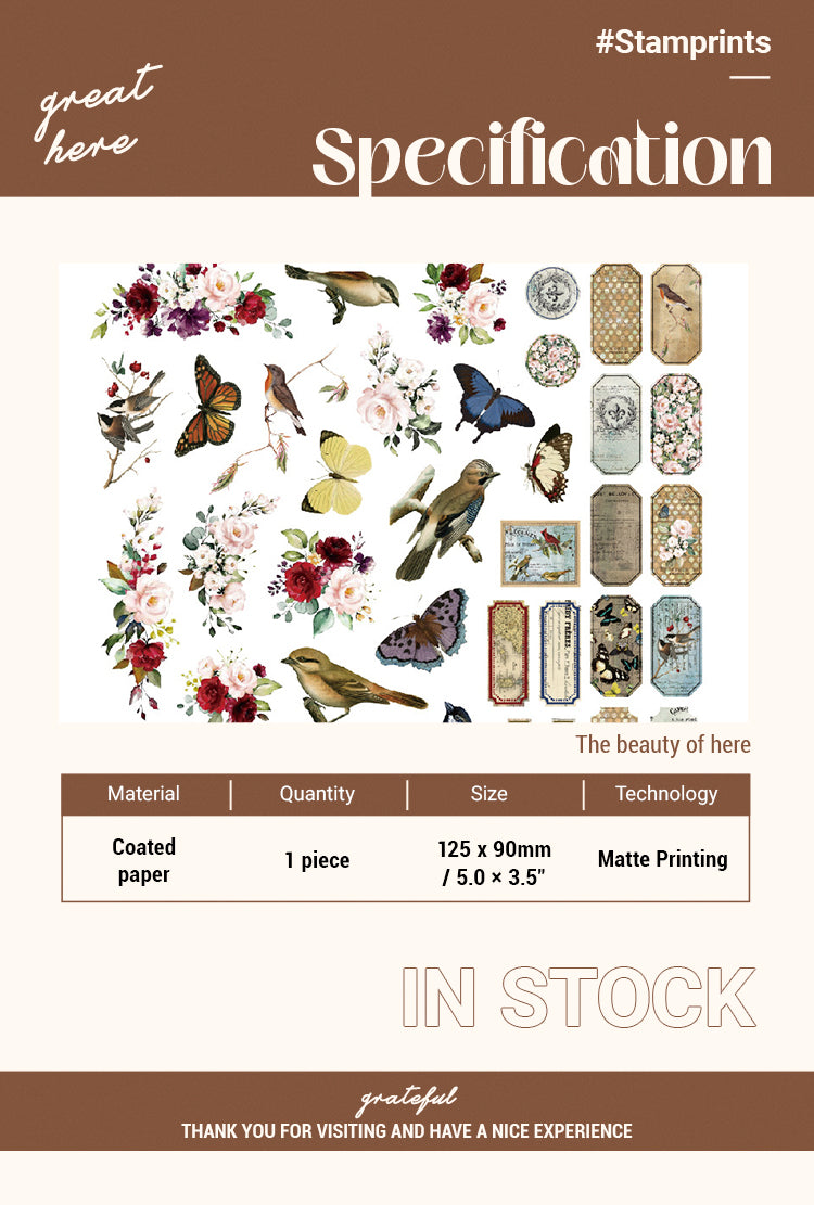 Specification of Vintage Bids & Flowers Journal Sticker Pack