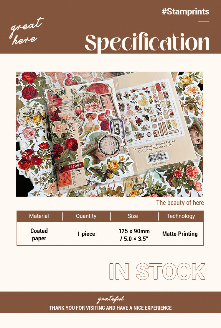 Sticker - Vintage Floral Girl Journal Sticker Pack