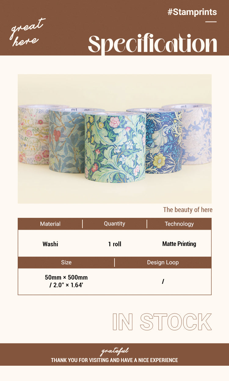 Tape - 50cm Trial-Sized Japanese MT Vintage Floral Washi Tape