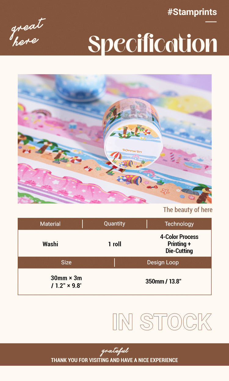 Cute Cartoon Landscaping Washi Tape