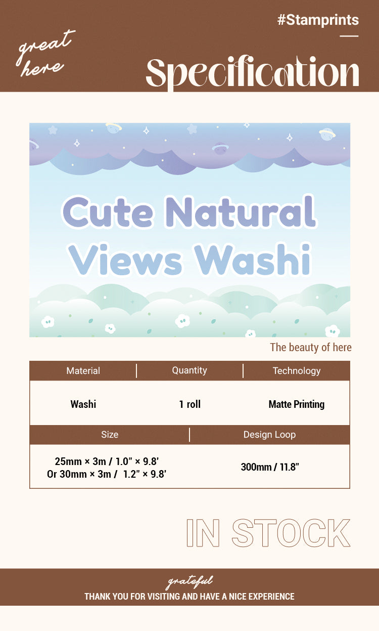 Specification of Cute Natural Views Washi Tape