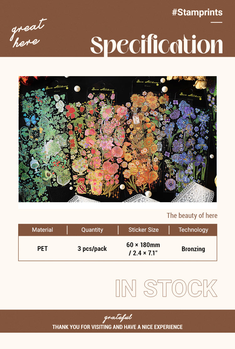 Dazzling Transparent PET Floral Journal Sticker