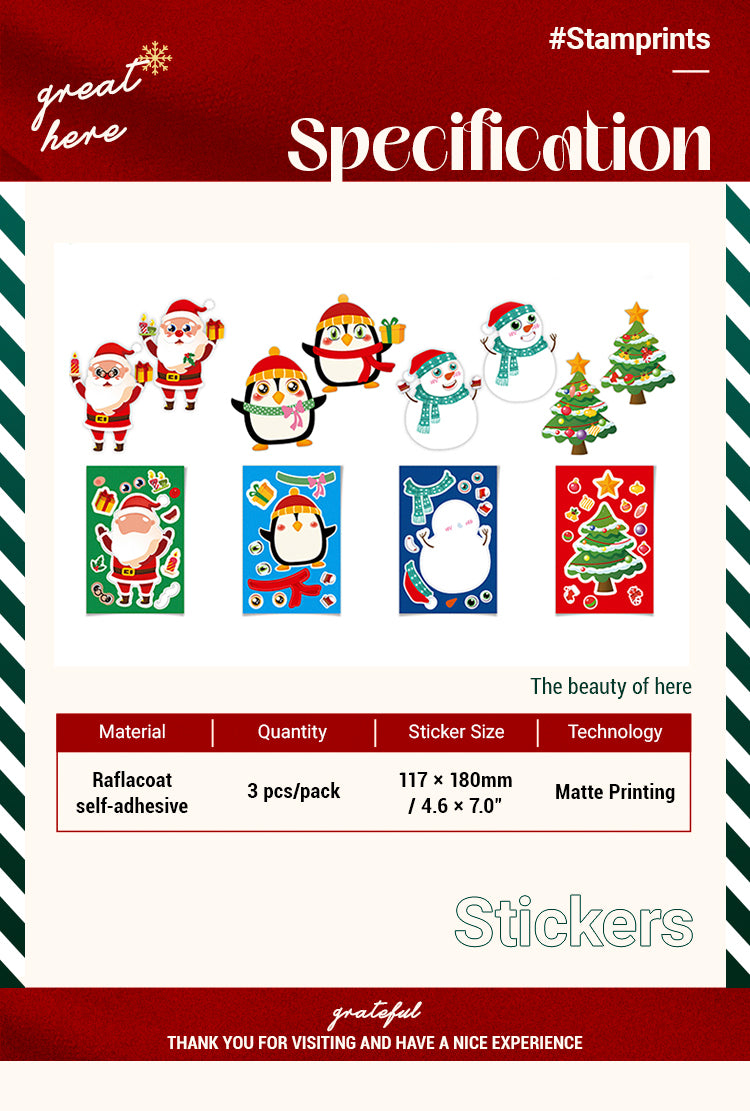 Specification of Cute Christmas Dress-Up DIY Decoration Sticker