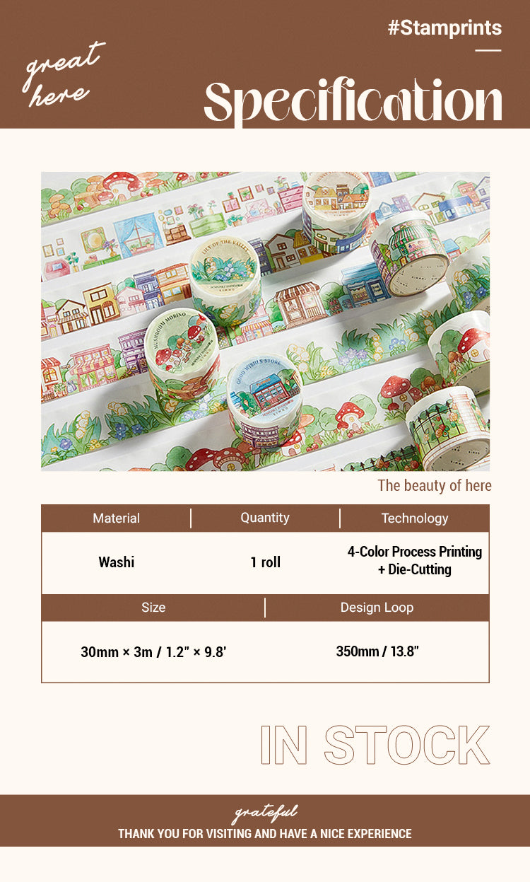 Cute Cartoon Irregular Shape Landscaping Washi Tape