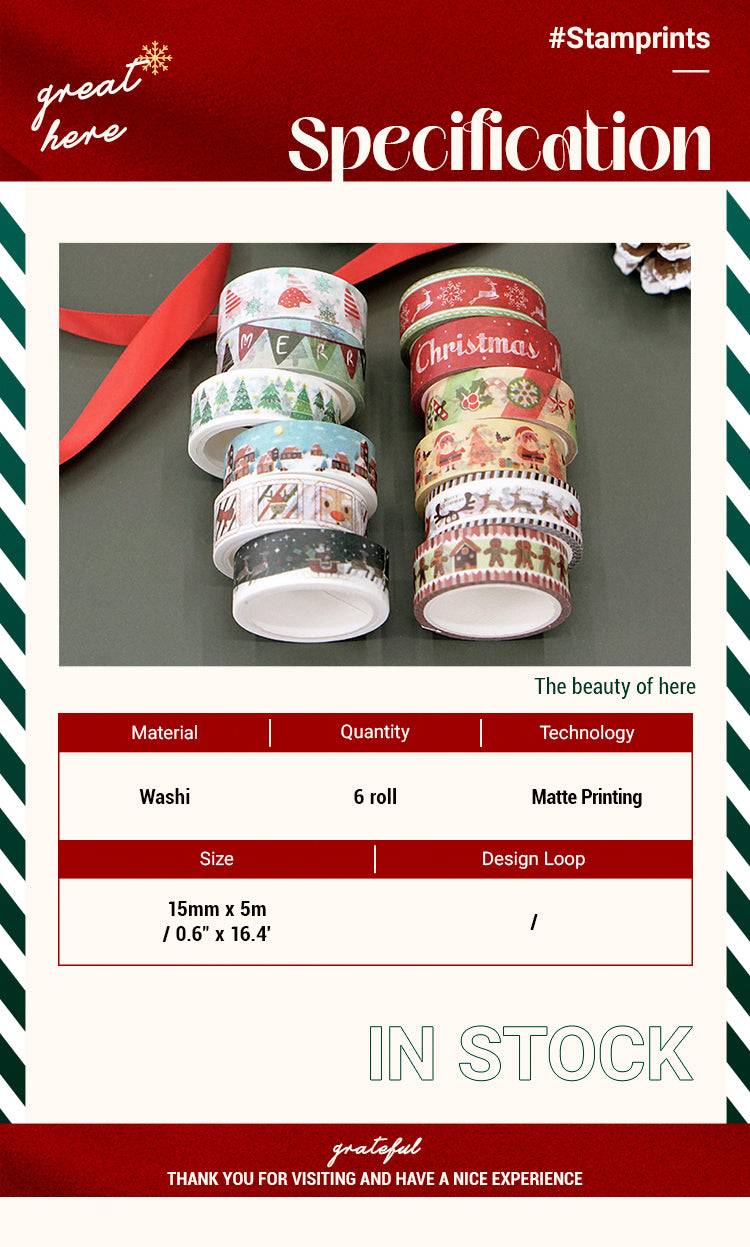 Vintage Cartoon Christmas Washi Tape Set