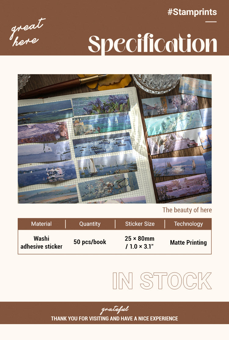 Flowing Light Gallery Oil Painting Mini Washi Sticker Book