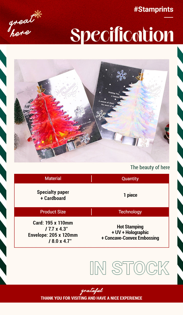 3D Sparkling Christmas Tree Greeting Card