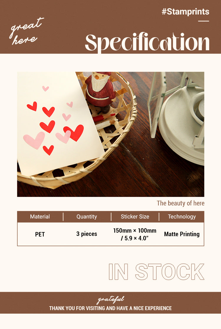 Specification of Cute Romantic Red Pink Heart PET Sticker