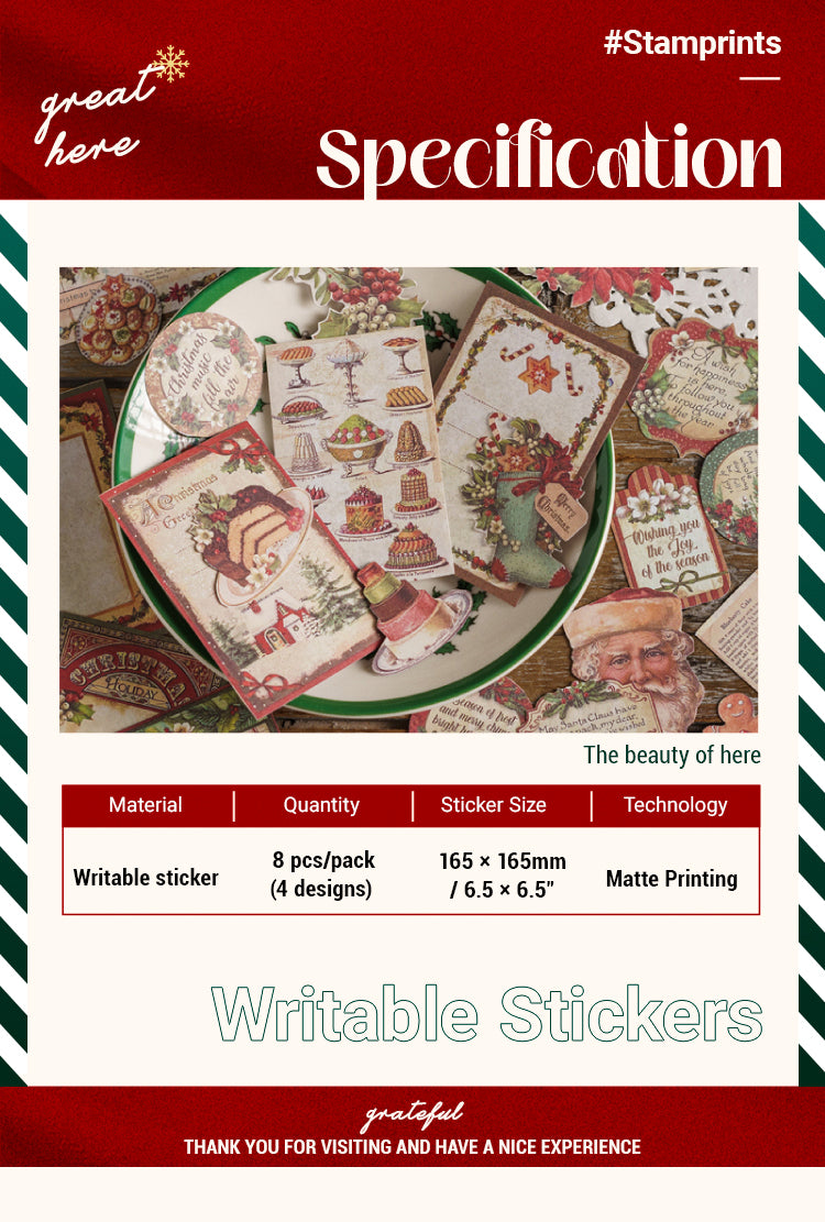 Specification of Vintage Christmas Prologue DIY Square Background Sticker