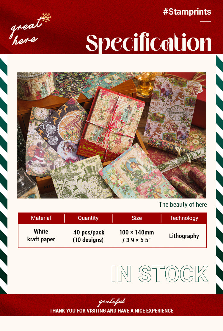 Vintage Mini Christmas Scrapbook Paper Book - Stamprints