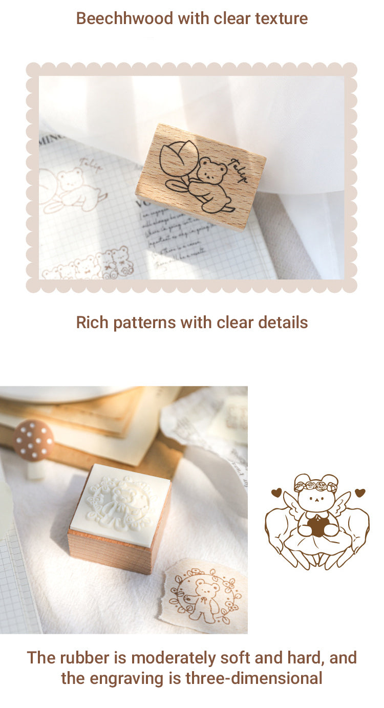 3Characteristics of Bear Paradise Cartoon Wooden Rubber Stamp2