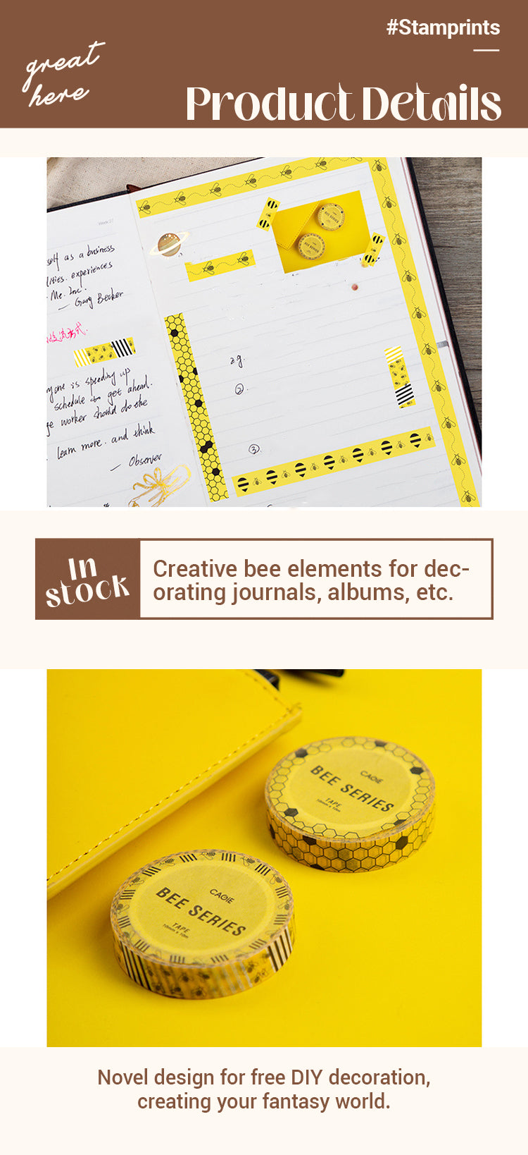 3Characteristics of Bee Series Insect Washi Tape