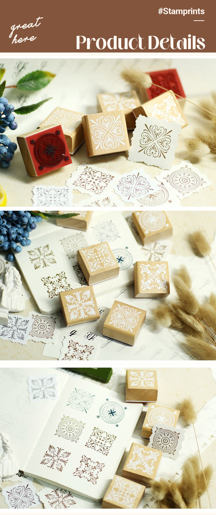 3Characteristics of Classic Lace Pattern Wooden Rubber Stamp