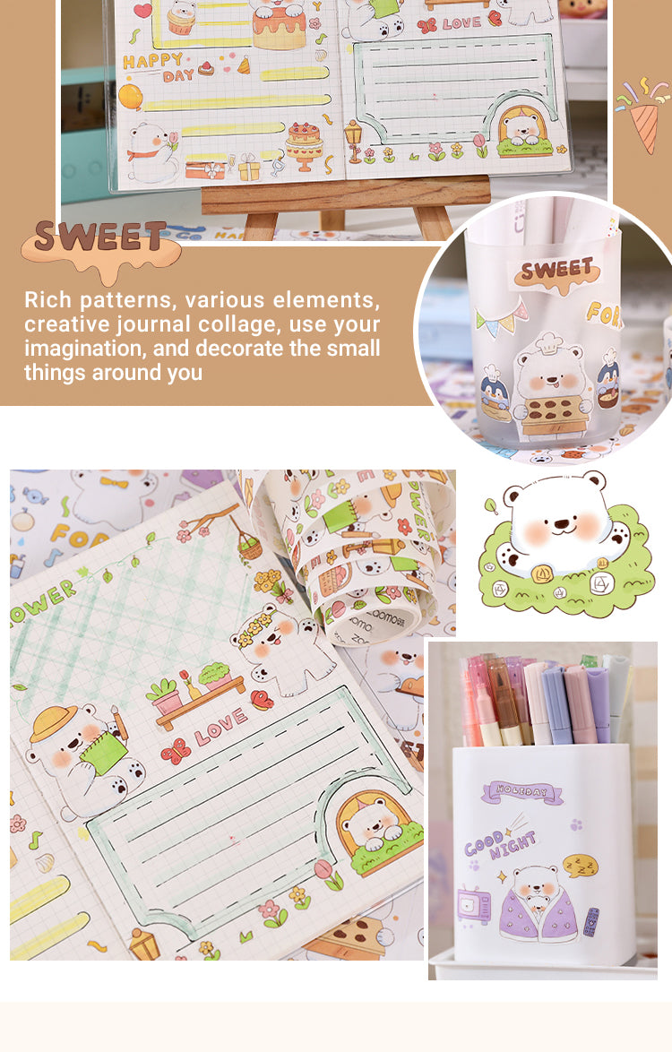 3Characteristics of Cute Cartoon Animal White Bear Washi Tape2