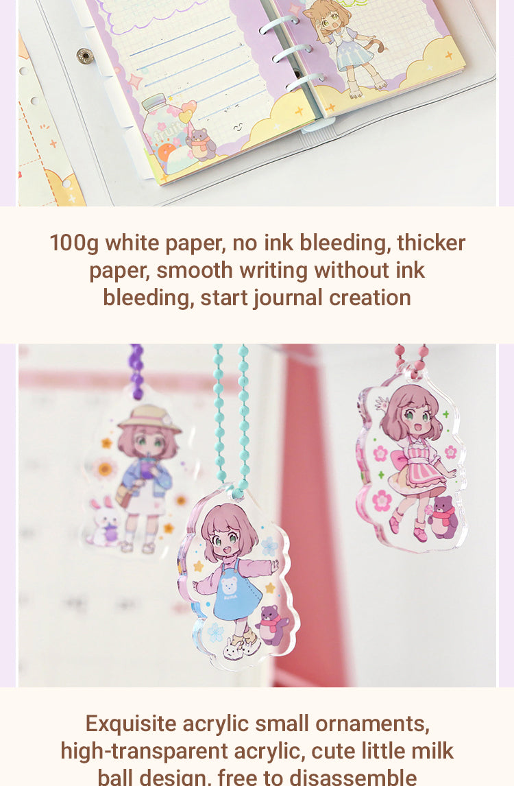 3Characteristics of Cute Cartoon Girl Clear PVC Loose-Leaf Journal3