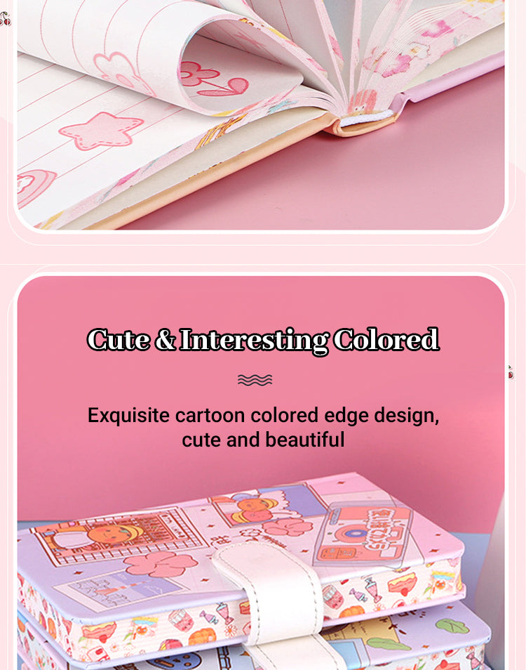 3Characteristics of Cute Cartoon Girl Colored Page Journal Notebook Set2