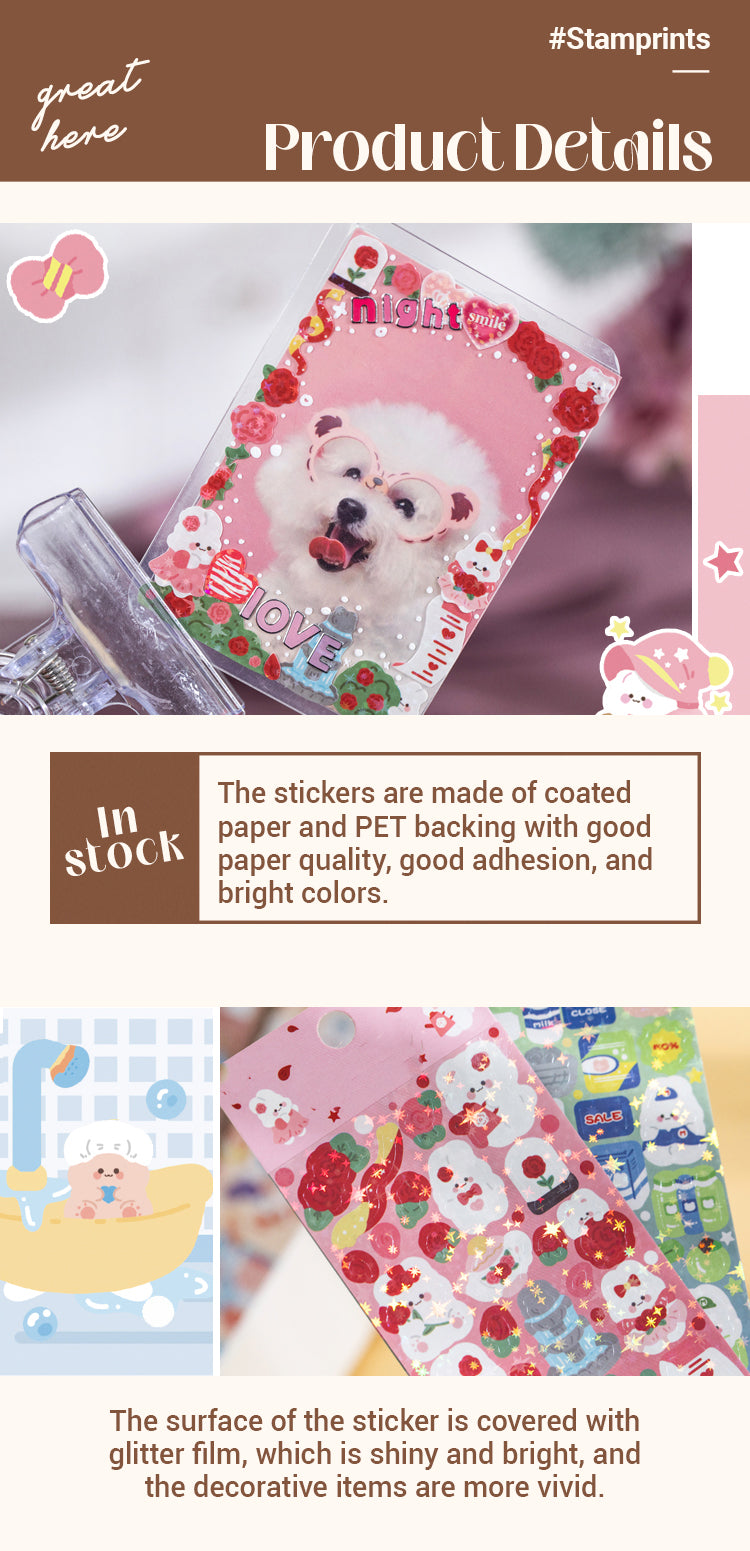 3Characteristics of Cute Cartoon Pet Rabbit Bear Sticker