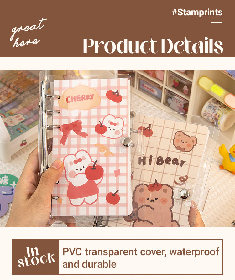 3Characteristics of Cute Cartoon Rabbit Clear PVC Loose-Leaf Journal1