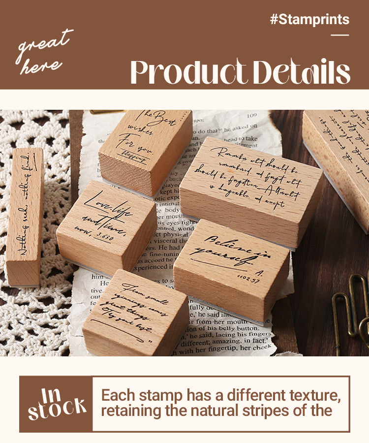 3Characteristics of English Words Phrases Wooden Rubber Stamp Set1