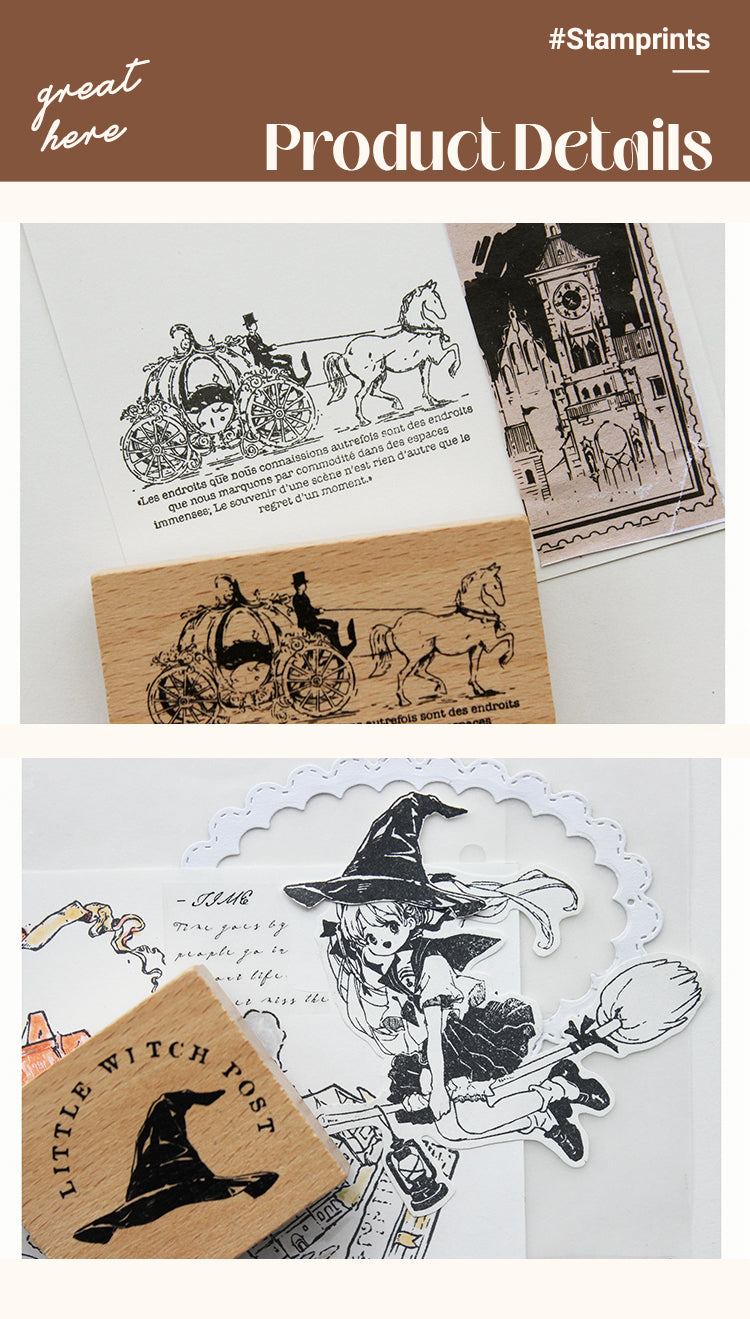 3Characteristics of Fantasy Fairy Tale Wooden Rubber Stamp